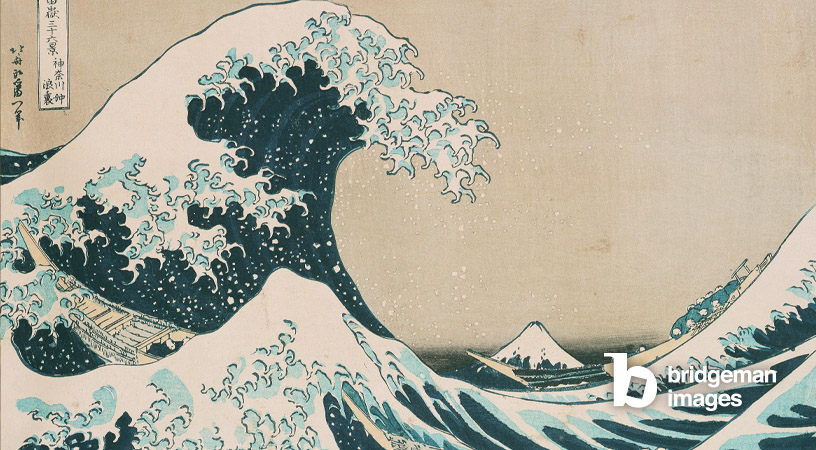 Under the wave of Kanagawa', or 'The great Wave' from the series '36 Views of Mt.Fuji', (c.1830-31), Hokusai, Katsushika (1760-1849) / Private Collection / Bridgeman Images