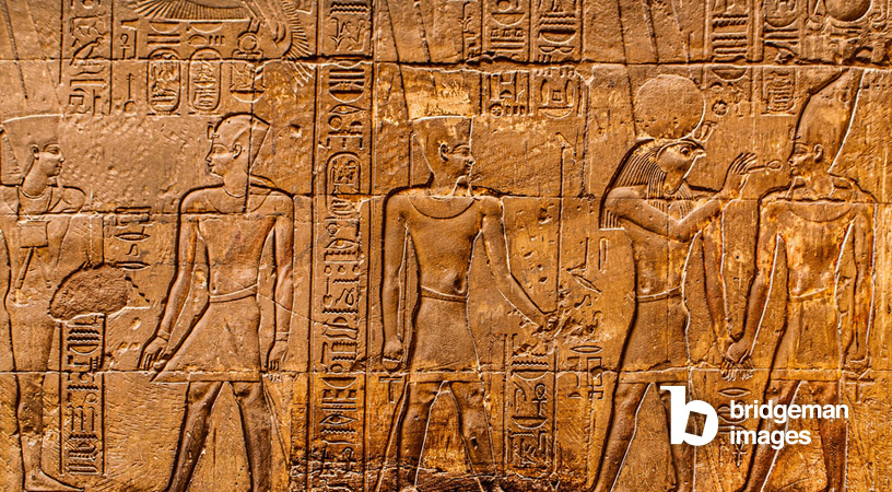 Bassorilievo, nuova vita viene infusa nel faraone, Tempio di Luxor, Tebe, Egitto