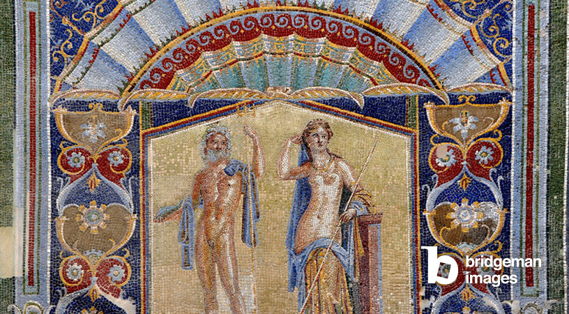 Ercolano (Ercolano, Ercolano, Italia, Italia) - Nettuno (Poseidone) e Anfitrite. Mosaico della casa di Nettuno e Anfitrite (casa di Nettuno e Anfitrite) I secolo d.C.