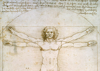 The Proportions of the human figure (after Vitruvius), c.1492 (pen & ink on paper), Leonardo da Vinci (1452-1519) / Galleria dell' Accademia, Venice, Italy