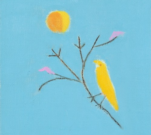 Small Yellow Bird, 2001 (oil on canvas) by Aitchison, Craigie (b.1926)